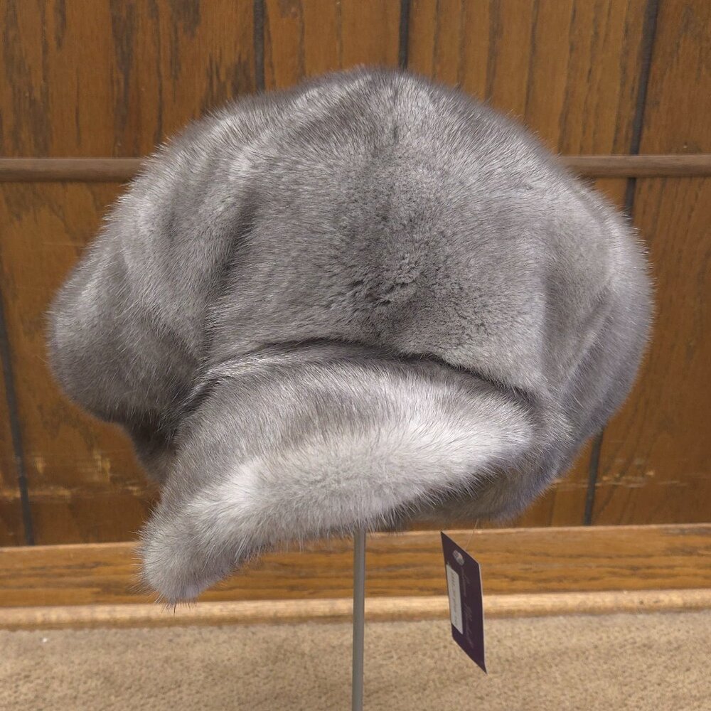 Blue Iris Mink Fur Oversized Apple Hat